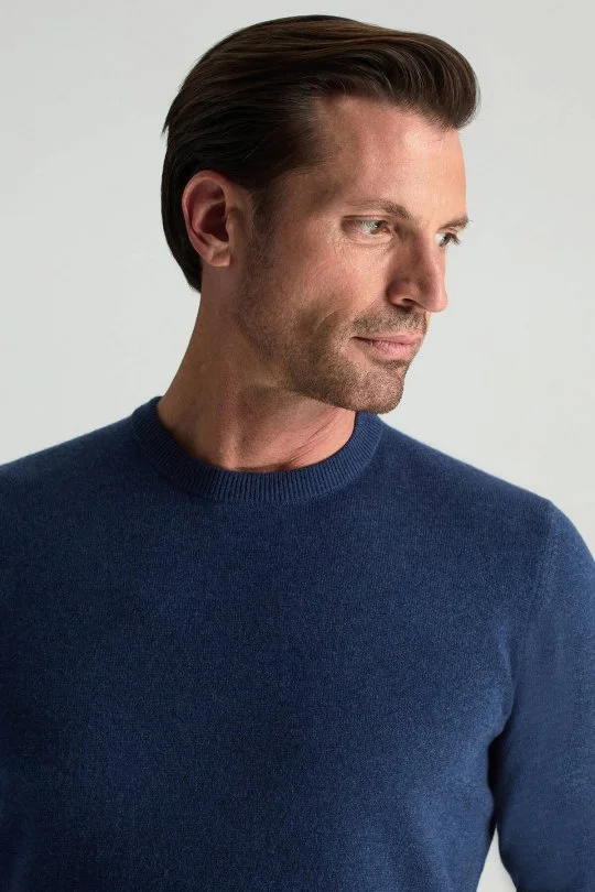 Hemington - Lambswool Yünü Bisiklet Yaka Mavi Triko Kazak (2)