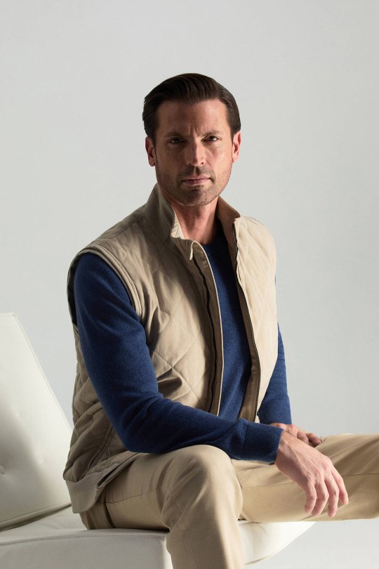 Lambswool Yünü Bisiklet Yaka Mavi Triko Kazak