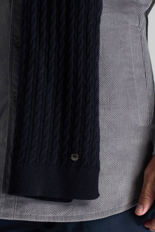 Lambswool Yün Lacivert Atkı