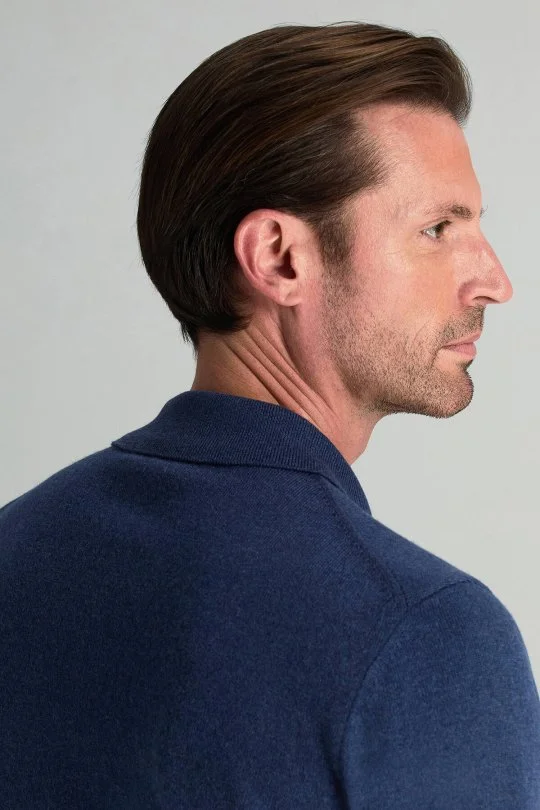 Hemington - Lambswool Yünü Polo Yaka Yarım Fermuarlı Mavi Triko Kazak (5)