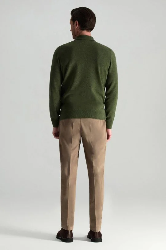 Hemington - Lambswool Yünü Polo Yaka Yarım Fermuarlı Yeşil Triko Kazak (4)