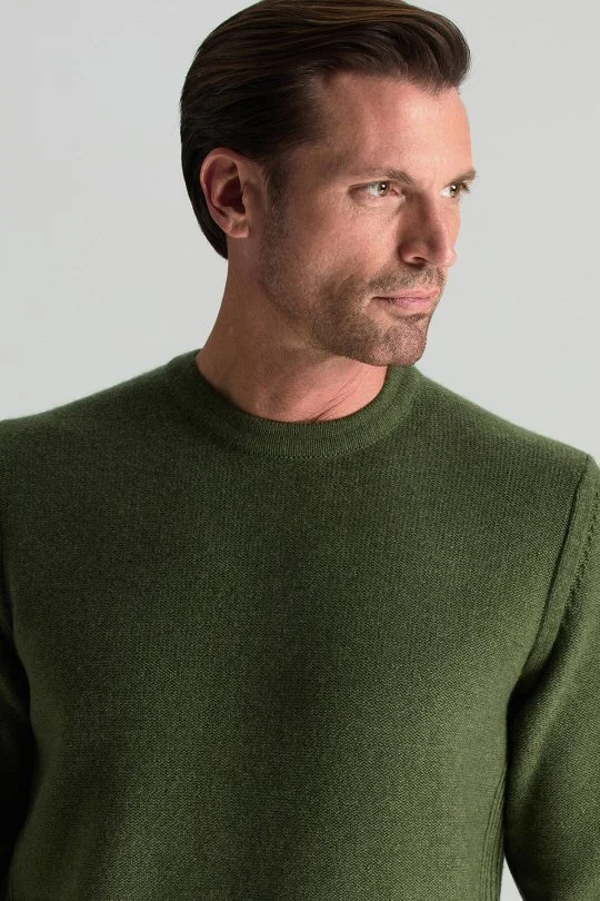 Hemington - Lambswool Yünü Şerit Detaylı Bisiklet Yaka Yeşil Triko Kazak (3)