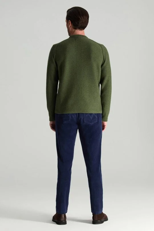 Hemington - Lambswool Yünü Şerit Detaylı Bisiklet Yaka Yeşil Triko Kazak (4)