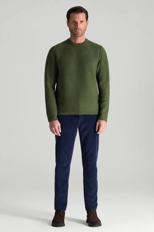 Hemington - Lambswool Yünü Şerit Detaylı Bisiklet Yaka Yeşil Triko Kazak (3)