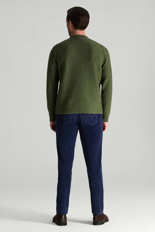 Hemington - Lambswool Yünü Şerit Detaylı Bisiklet Yaka Yeşil Triko Kazak (4)