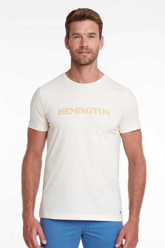 Hemington - Logolu Bisiklet Yaka Kırık Beyaz T-Shirt