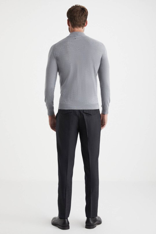 Lupetto Yaka Merino Yün Açık Gri Triko