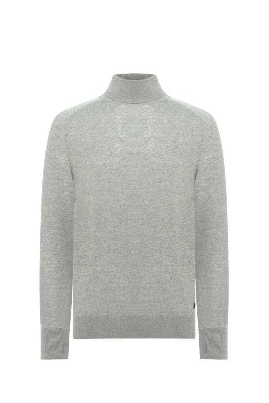 Lupetto Yaka Merino Yün Açık Gri Triko