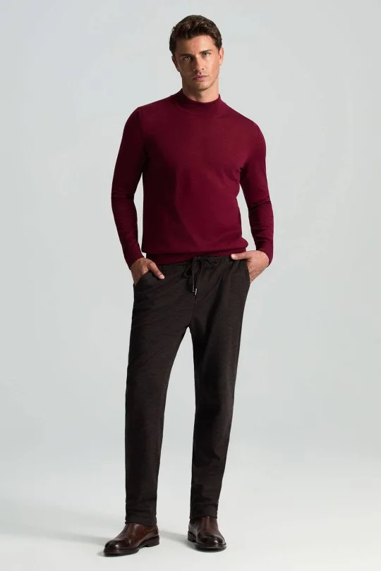 Hemington - Lupetto Yaka Merino Yün Bordo Triko (1)