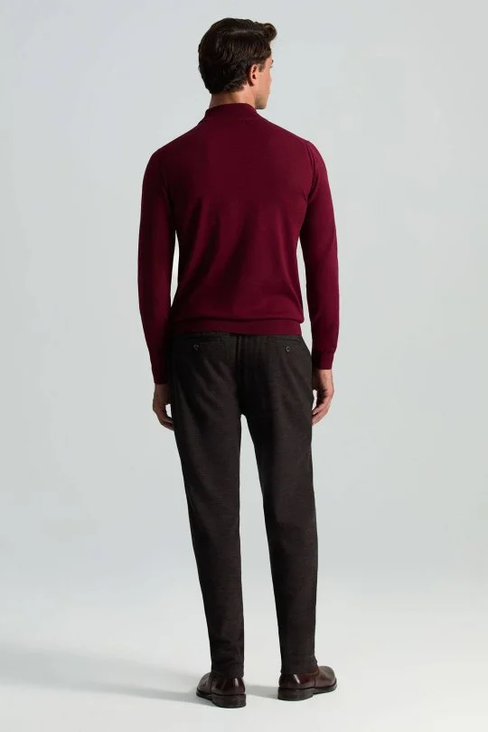 Hemington - Lupetto Yaka Merino Yün Bordo Triko (4)