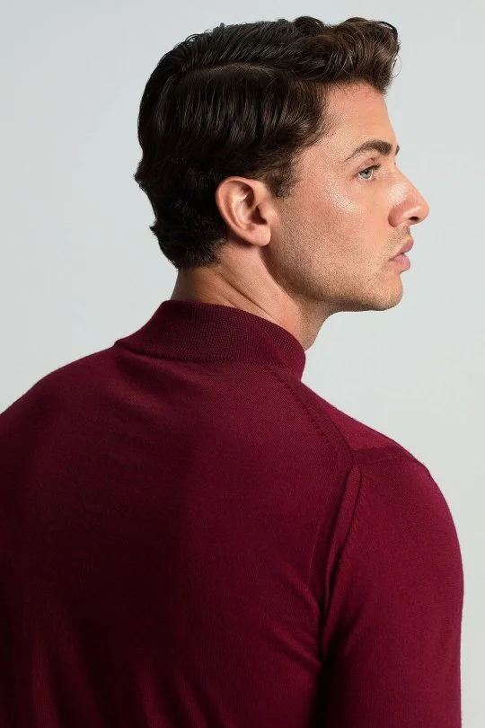 Hemington - Lupetto Yaka Merino Yün Bordo Triko (3)