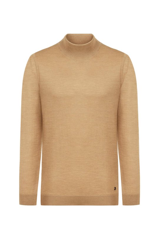 Lupetto Yaka Merino Yün Camel Triko