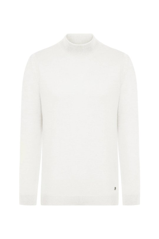 Lupetto Yaka Merino Yün Ekru Triko