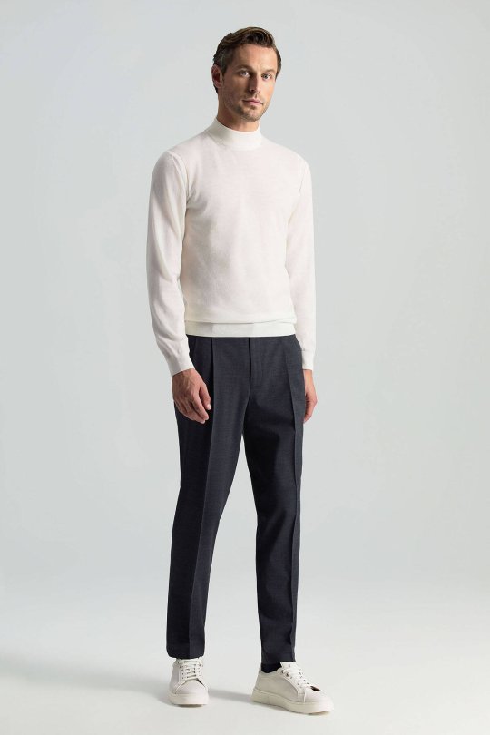 Lupetto Yaka Merino Yün Ekru Triko