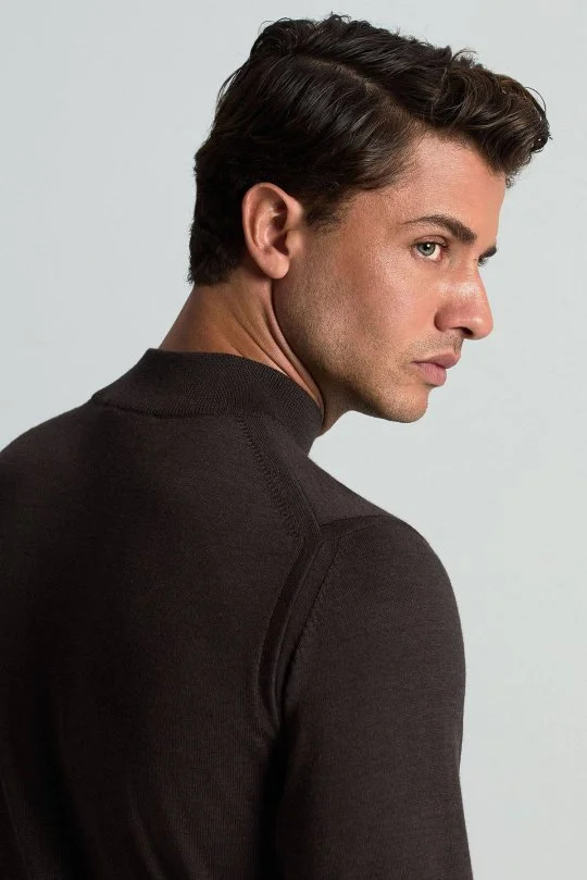 Hemington - Lupetto Yaka Merino Yün Koyu Kahverengi Triko (3)