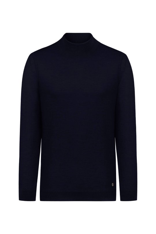 Lupetto Yaka Merino Yün Lacivert Triko