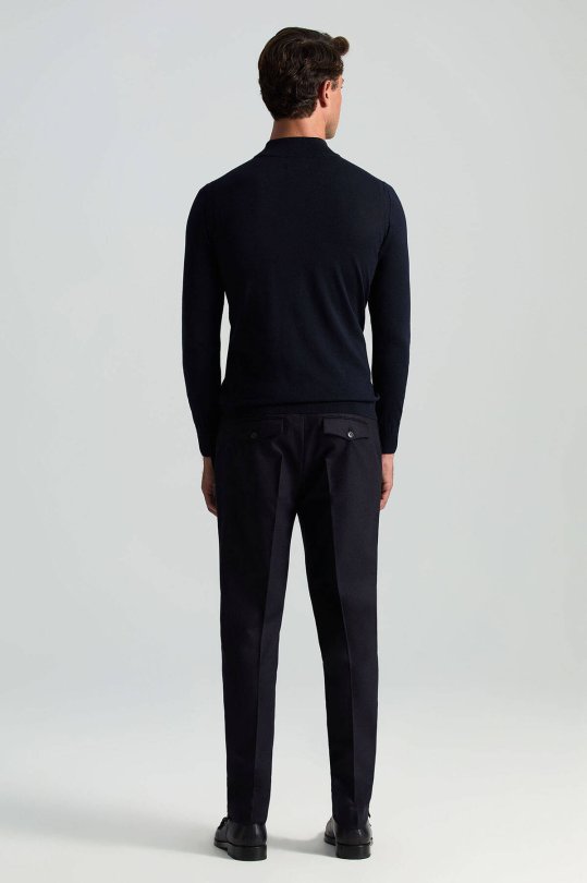 Lupetto Yaka Merino Yün Lacivert Triko