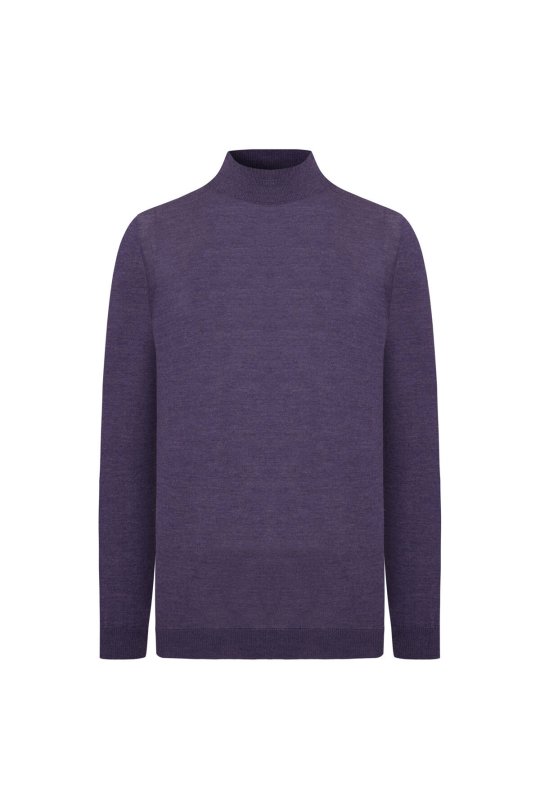 Lupetto Yaka Merino Yün Mor Triko