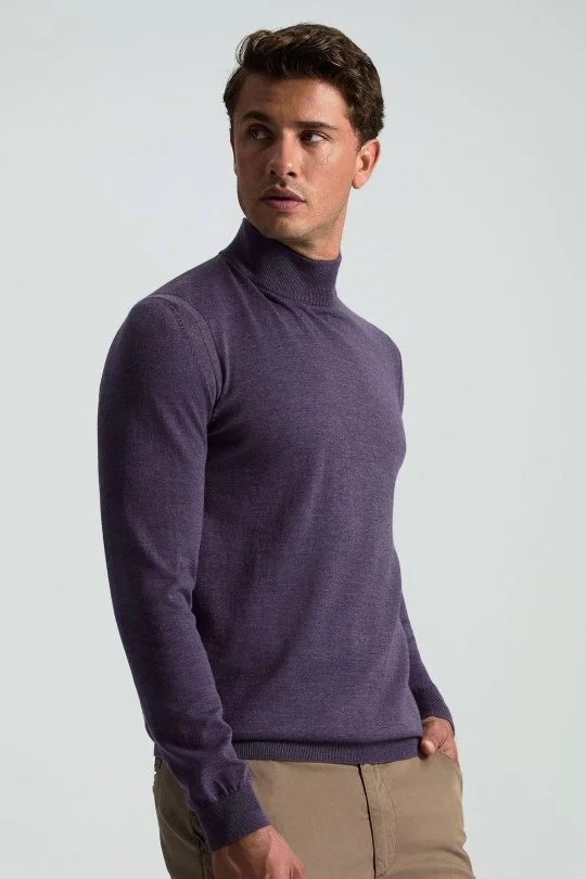 Hemington - Lupetto Yaka Merino Yün Mor Triko (1)