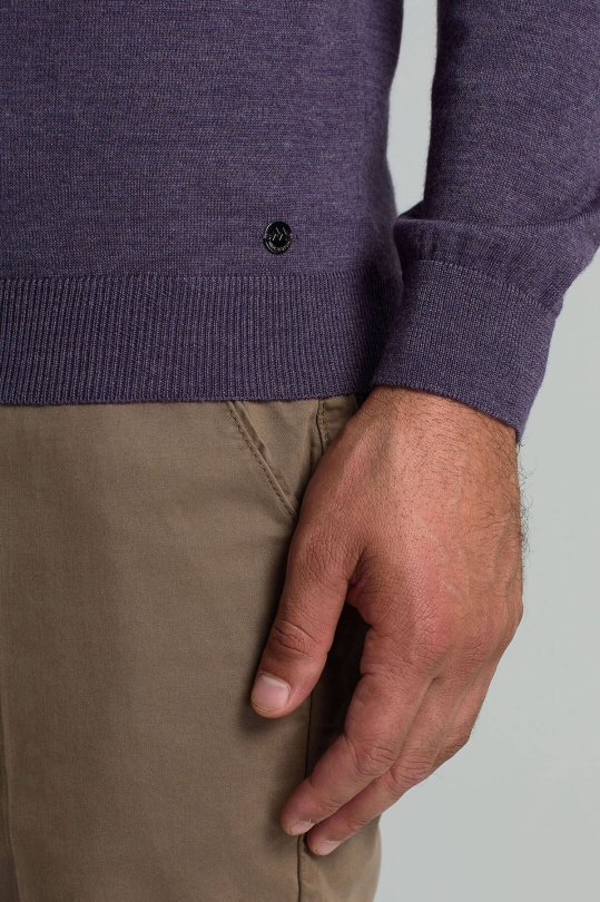 Lupetto Yaka Merino Yün Mor Triko