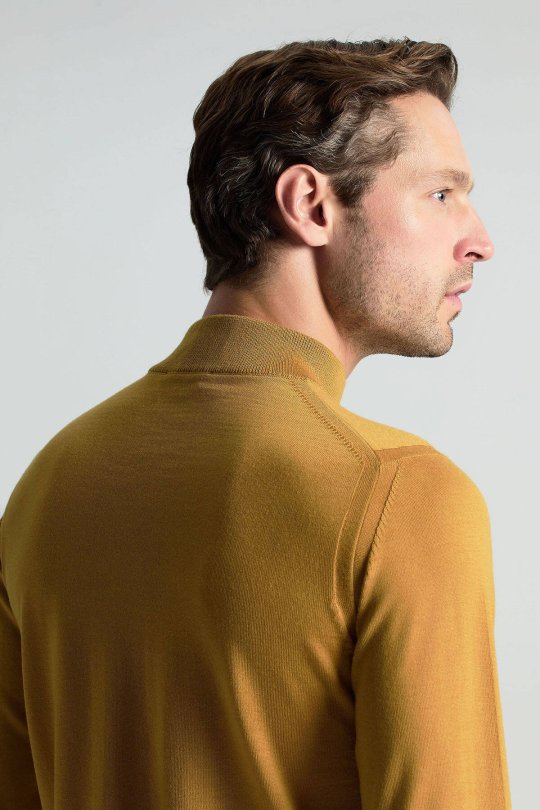Lupetto Yaka Merino Yün Sarı Triko