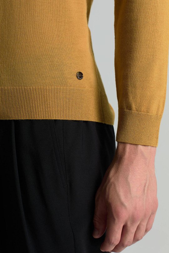 Lupetto Yaka Merino Yün Sarı Triko