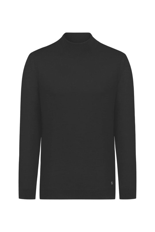 Lupetto Yaka Merino Yün Siyah Triko