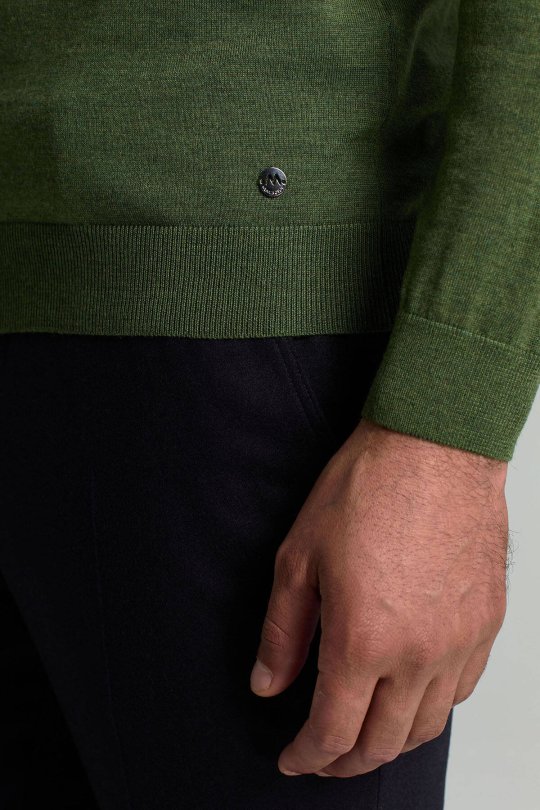 Lupetto Yaka Merino Yün Yeşil Triko