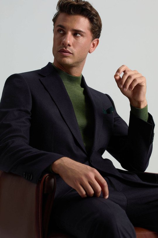 Lupetto Yaka Merino Yün Yeşil Triko