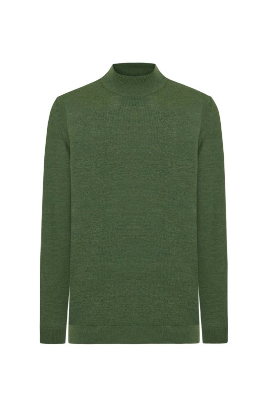 Lupetto Yaka Merino Yün Yeşil Triko