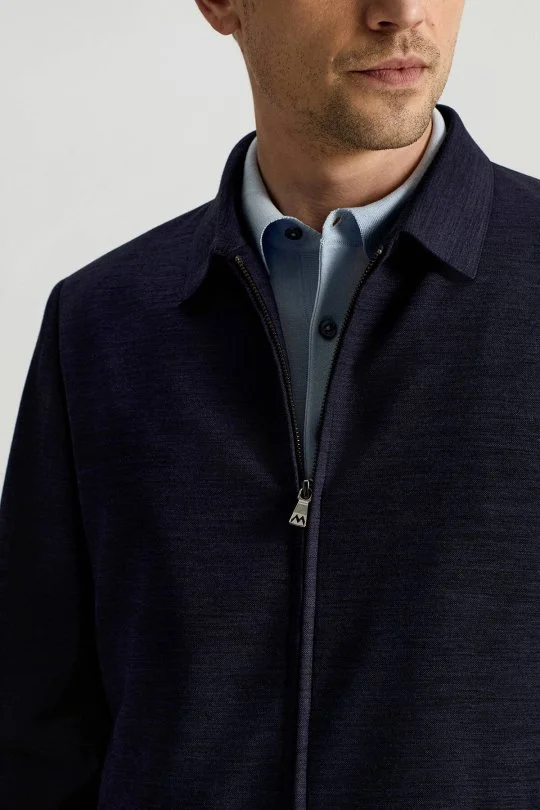 Hemington - Lyocell Kumaş Fermuarlı Lacivert Spor Ceket (4)