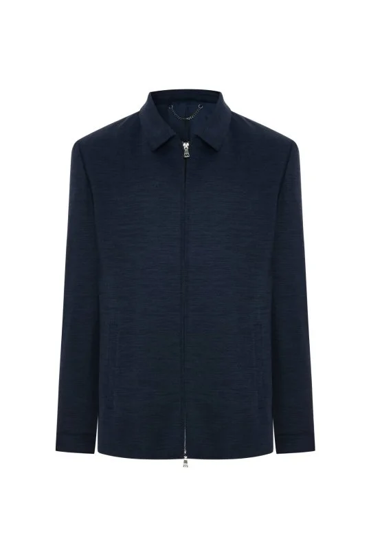 Hemington - Lyocell Kumaş Fermuarlı Lacivert Spor Ceket (7)