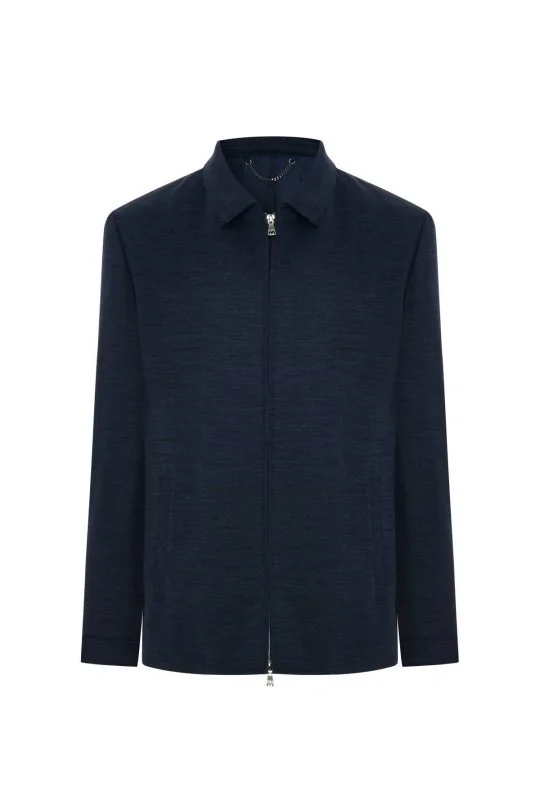 Hemington - Lyocell Kumaş Fermuarlı Lacivert Spor Ceket (7)