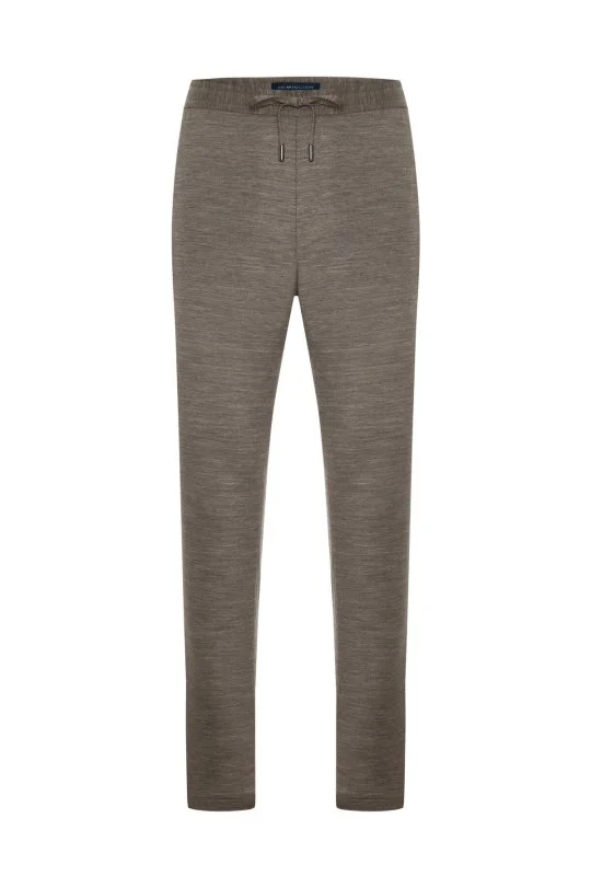 Lyocell Kumaş Kum Rengi Relax Chino Pantolon