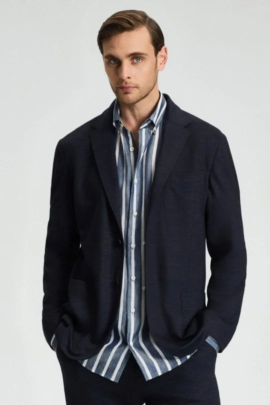 Hemington - Lyocell Kumaş Lacivert Blazer Ceket (4)