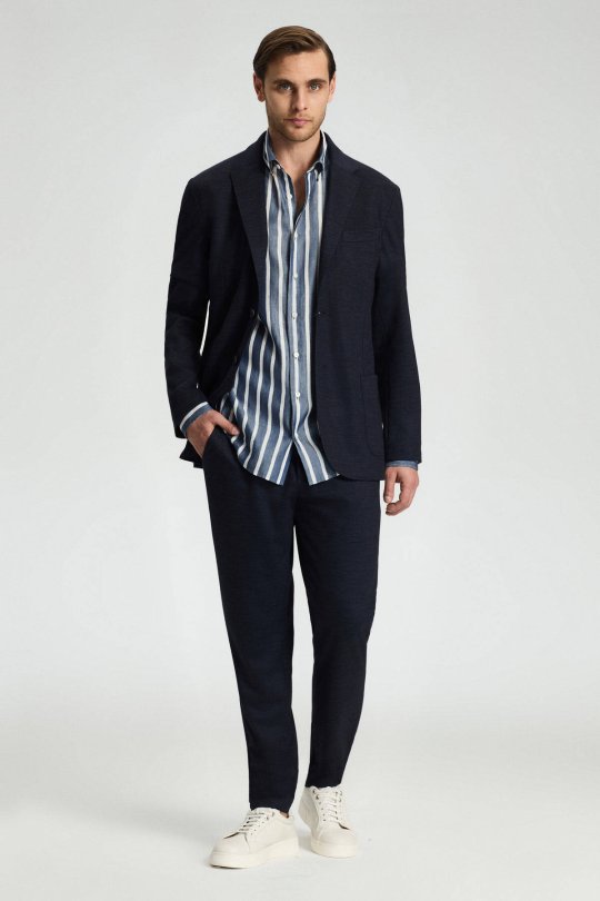 Lyocell Kumaş Lacivert Blazer Ceket