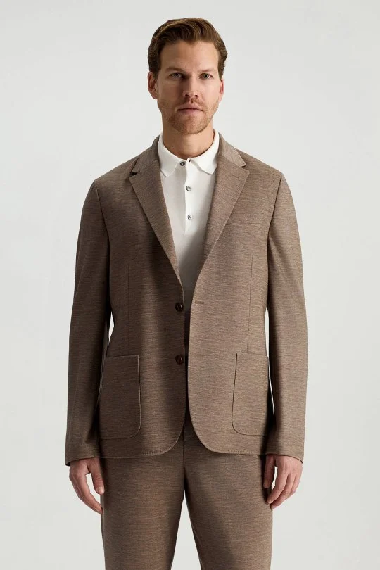 Lyocell Kumaş Kum Rengi Blazer Ceket
