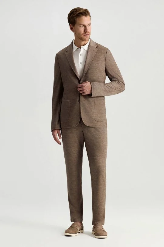 Lyocell Kumaş Kum Rengi Blazer Ceket