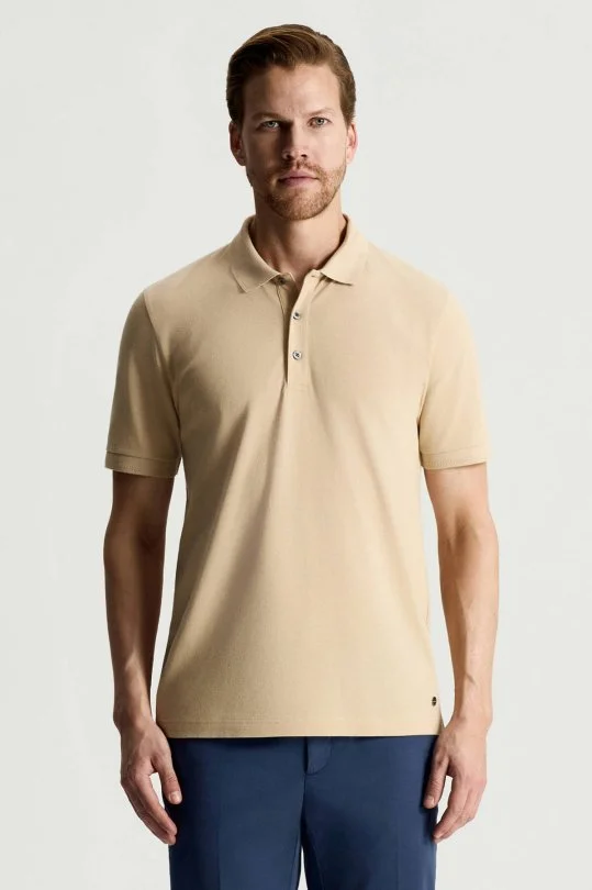Hemington - Lyocell Pamuk Kumaş Bej Polo Yaka T-Shirt (1)