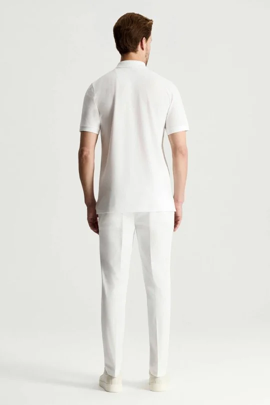 Hemington - Lyocell Pamuk Kumaş Beyaz Polo Yaka T-Shirt (4)
