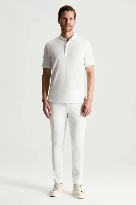 Hemington - Lyocell Pamuk Kumaş Beyaz Polo Yaka T-Shirt (3)