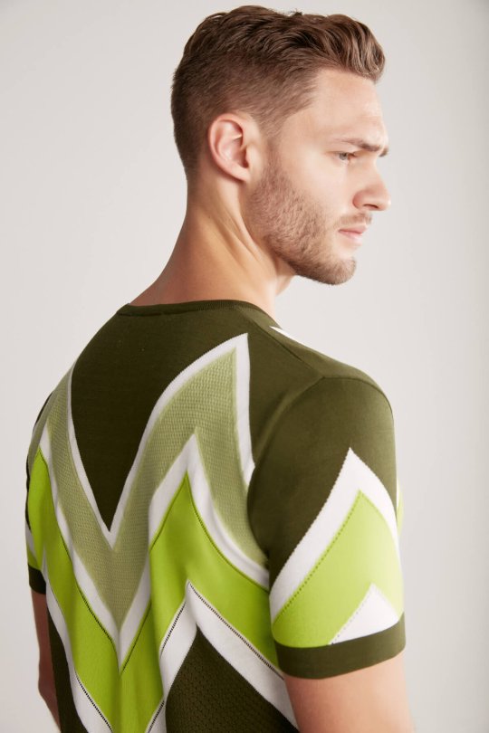 M Logolu Haki Merserize Pamuk Triko T-Shirt