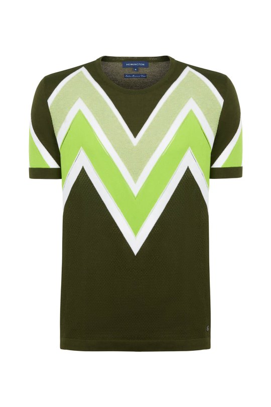 M Logolu Haki Merserize Pamuk Triko T-Shirt