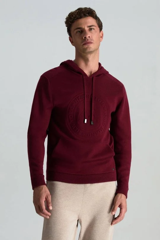 Hemington - M Logolu Kapüşonlu Bordo Hoody