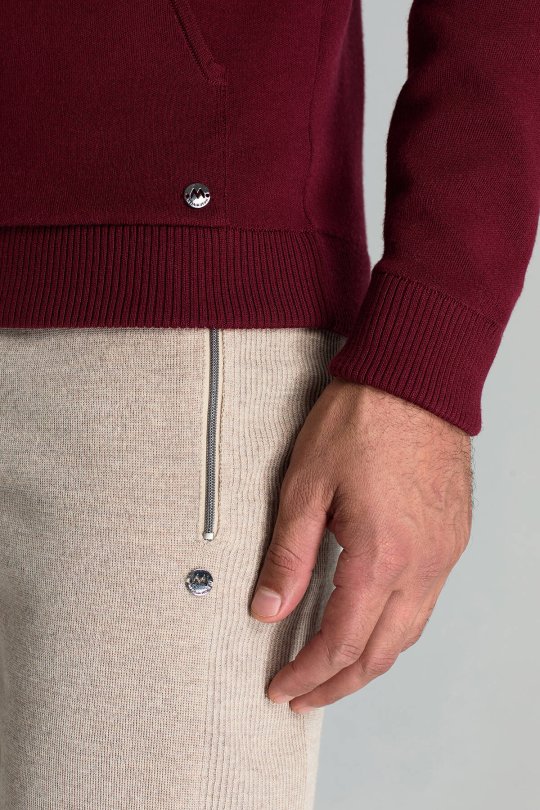 M Logolu Kapüşonlu Bordo Hoody