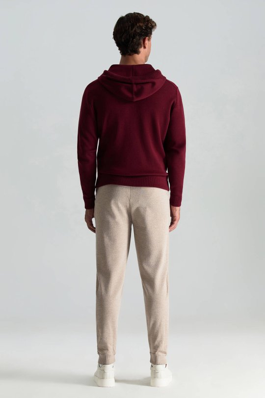 M Logolu Kapüşonlu Bordo Hoody