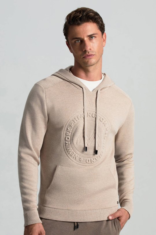 M Logolu Kapüşonlu Camel Hoody