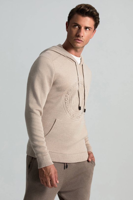 M Logolu Kapüşonlu Camel Hoody
