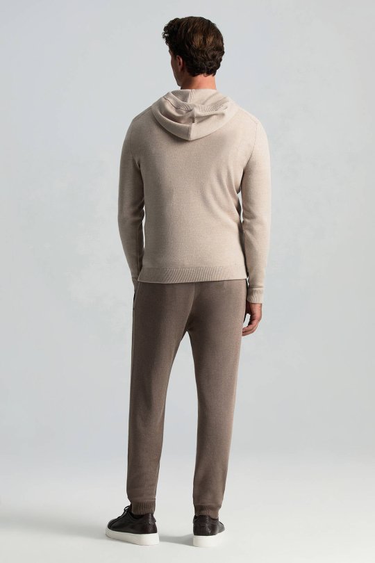 M Logolu Kapüşonlu Camel Hoody