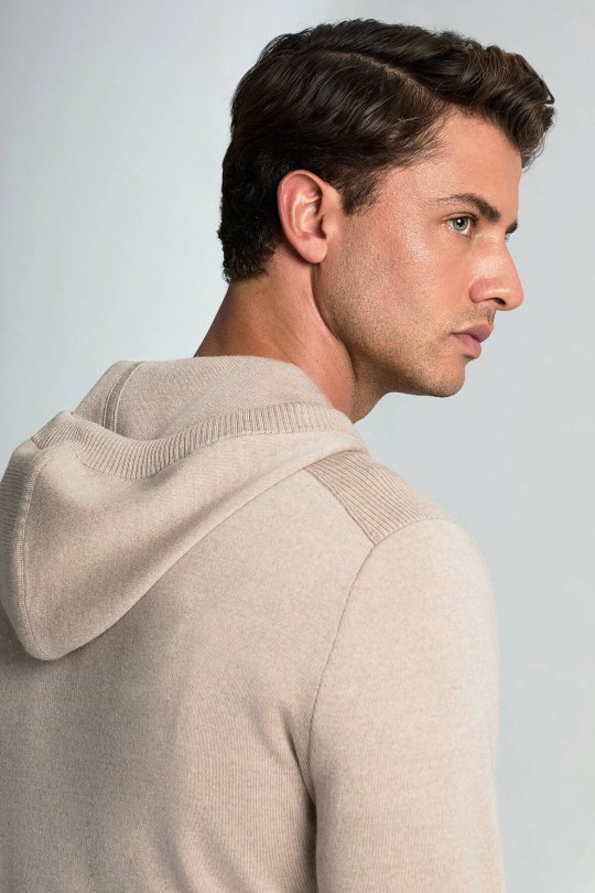 M Logolu Kapüşonlu Camel Hoody